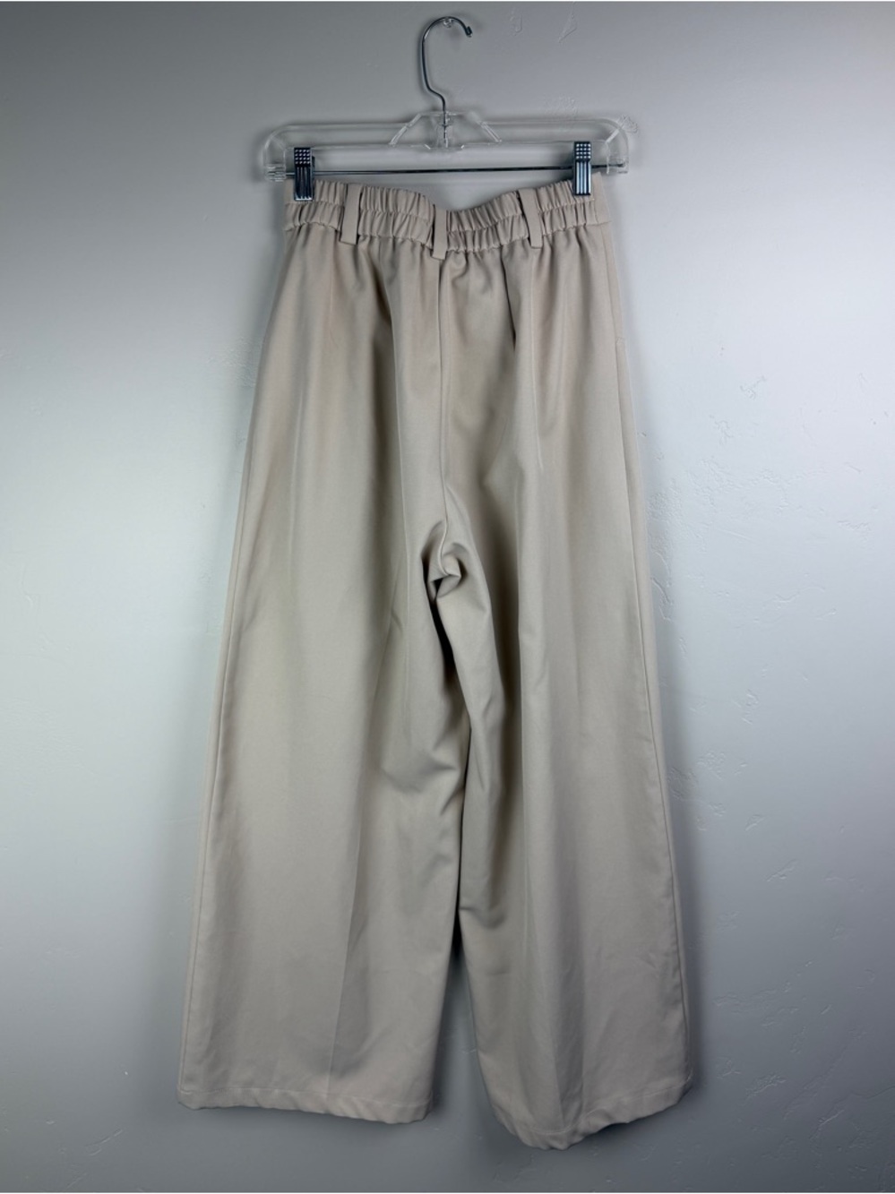 Allovin Beige High Waist Pleated Wide Leg Trousers Small - Picture 3 of 5